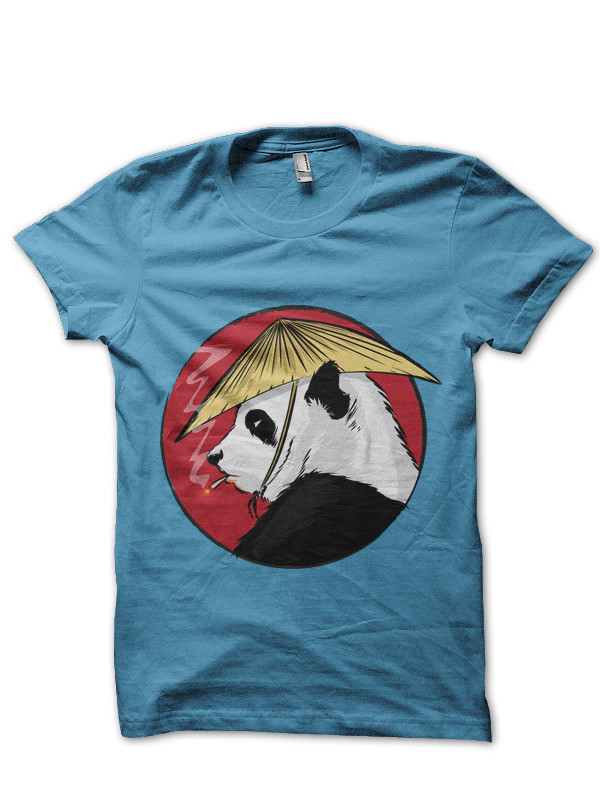 Smoking Panda Light Blue Tee