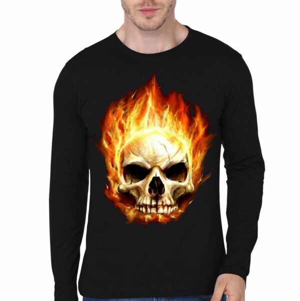 Burning Skull Black Full Sleeve T-Shirt