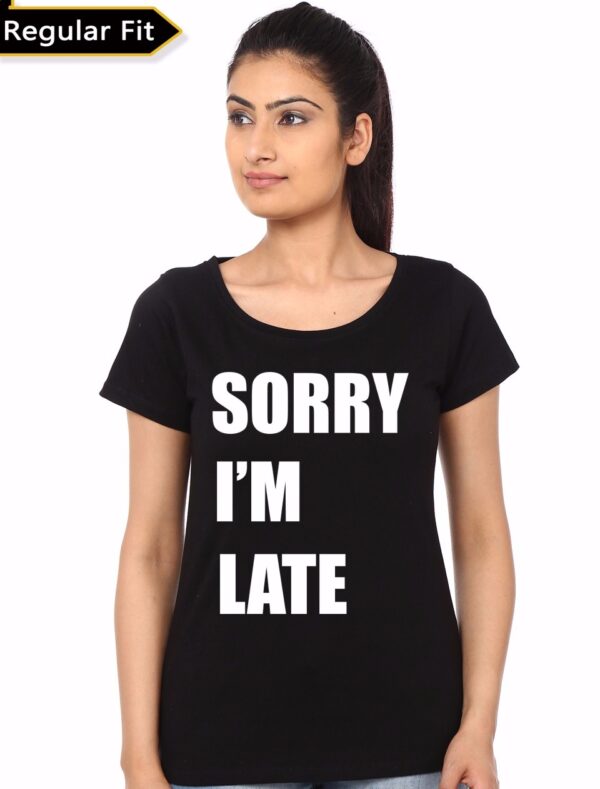 Sorry I Am Late Girls Black Party T-Shirt