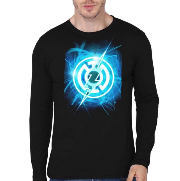 Flash Blue Lantern Black Full Sleeve T-Shirt