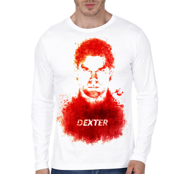 Dexter White Full Sleeve T-Shirt