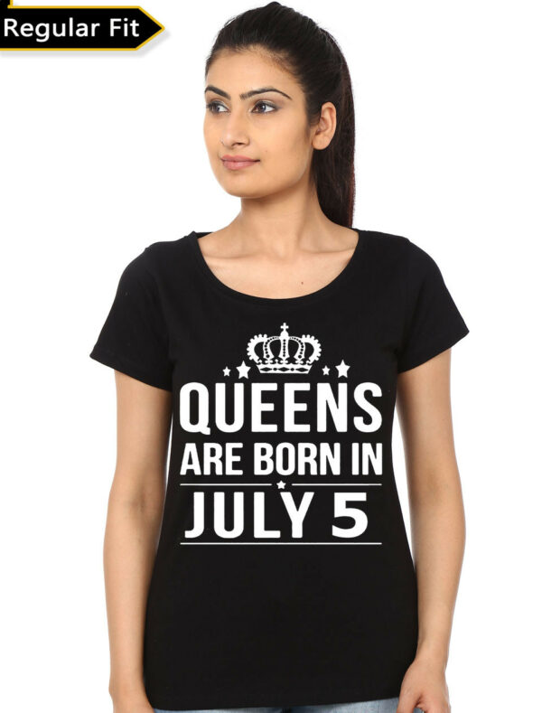 Queens Are Born On July 5 Black T-Shirt