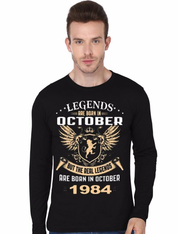 Legends Are Born In October 1984 Black Full Sleeve T-Shirt