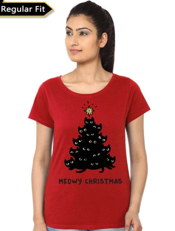 Meowy Christmas Red Girl’s T-Shirt