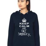 Keep Calm And Get Sherlock Navy Blue Women's Hoodie