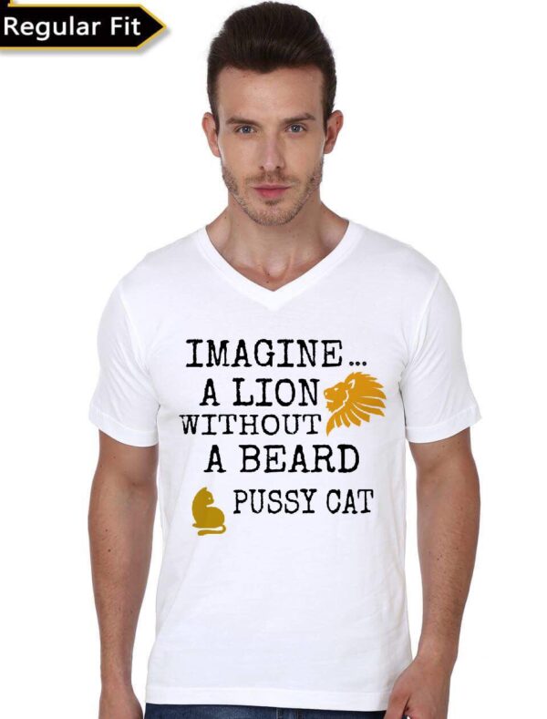 Imagine A Lion Without A Beard Pussy Cat V-Neck T-Shirt