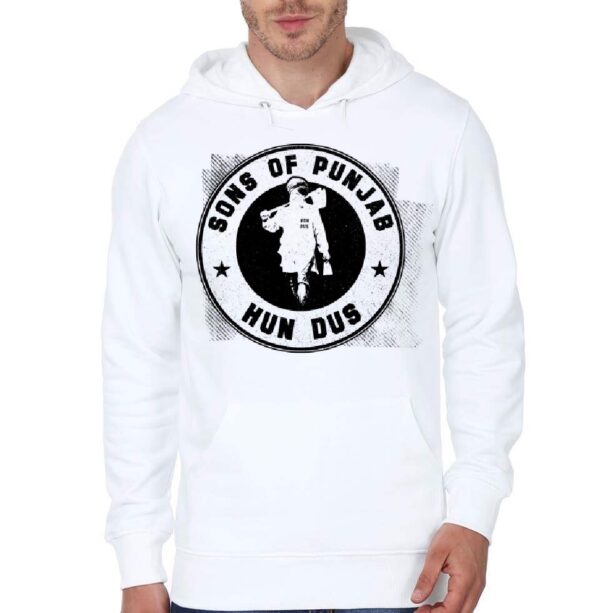 Hun Dus Punjab Map White Hoodie - Image 2