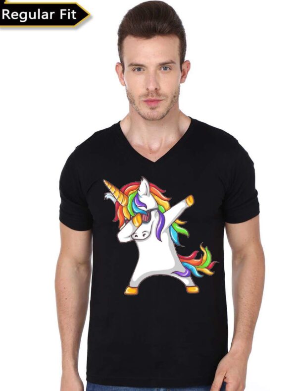 Dab On Em Unicorn V-Neck Black T-Shirt