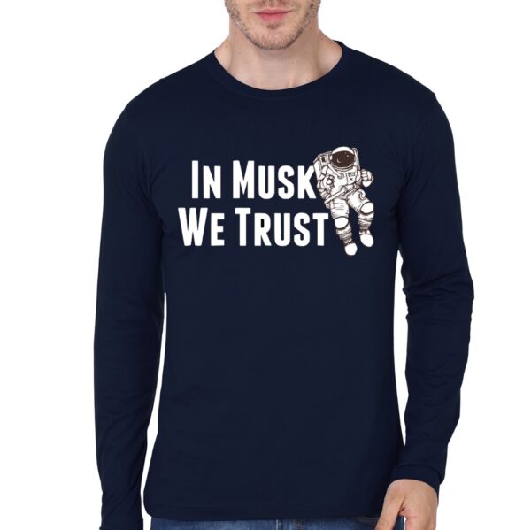 In Musk We Trust Navy Blue Full Sleeve T-Shirt