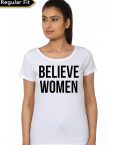 Believe Women Girls White T-Shirt
