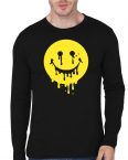 Melting Smiley Black Full Sleeve T-Shirt