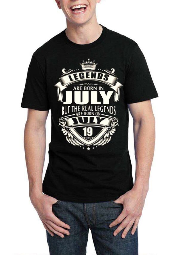 Legends Are Born In July Half Sleeve Black T-Shirt