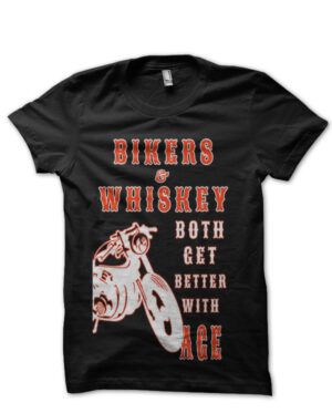 bikers and whisky black tshirt