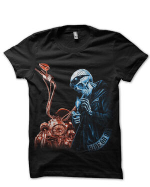 hardcore biker skeleton Black T-Shirt