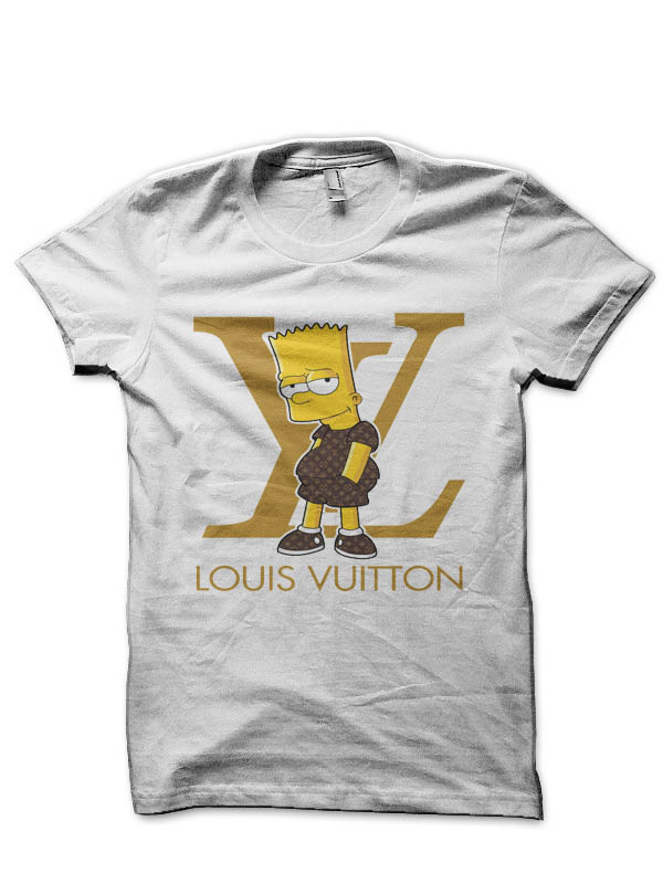 Louis Vuitton Bart Simpson White Half Sleeve T-Shirt - Supreme Shirts