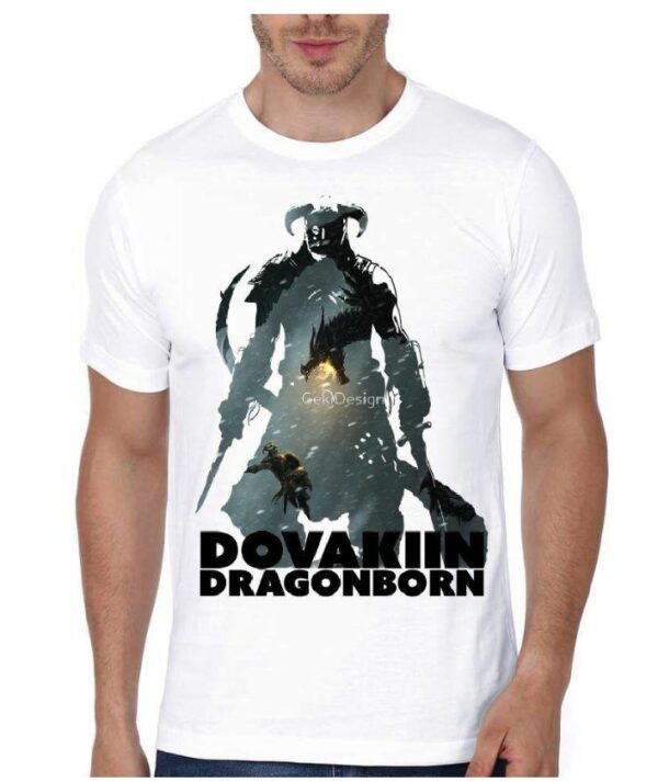 Skyrim Dovakiin Dragonborn White T-Shirt