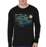 wall starry night black full sleeve tshirt