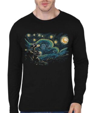 wall starry night black full sleeve tshirt