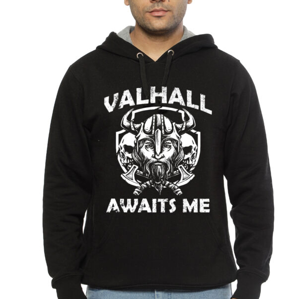 Viking Metal - Valhall Awaits Me Hoodie - Image 2