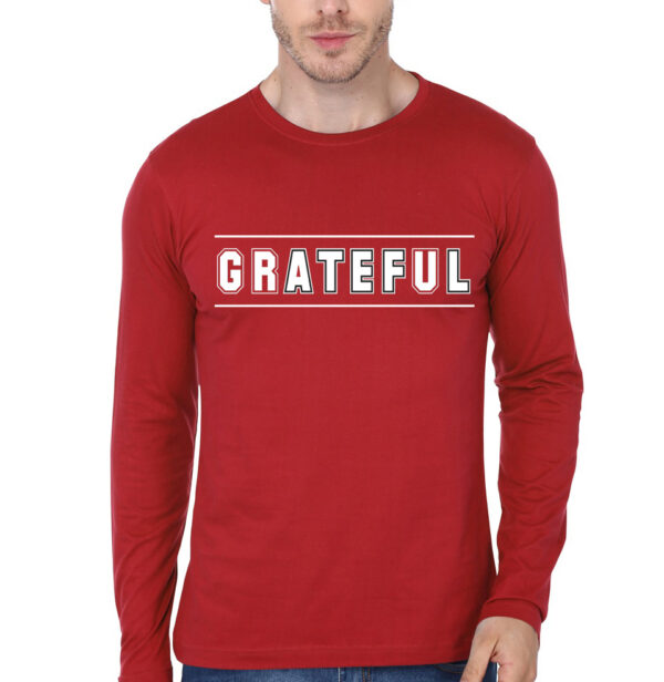 Grateful for Appreciation and Gratitude Red Full Sleeve T-Shirt