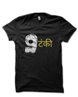 9Tanki Hinglish Print Black T-Shirt