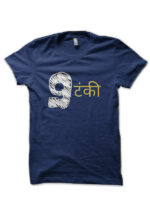 9Tanki Hinglish Print Navy Blue T-Shirt