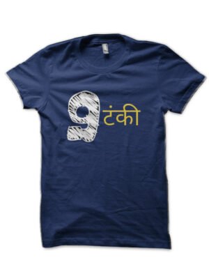 9Tanki Hinglish Print Navy Blue T-Shirt