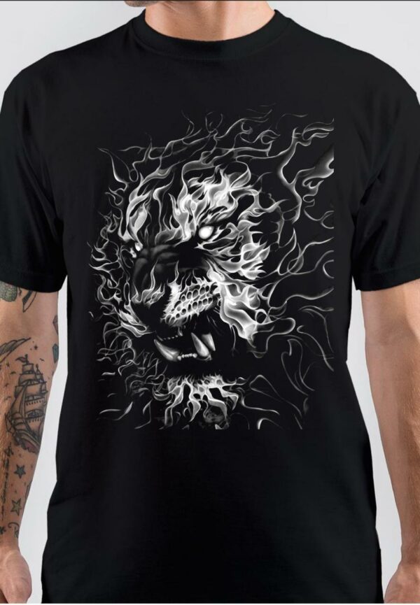 Flaming Tiger Black T-Shirt