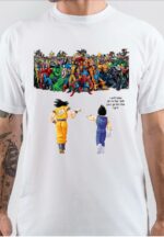 Goku and Vegeta Vs Marvel White T-Shirt