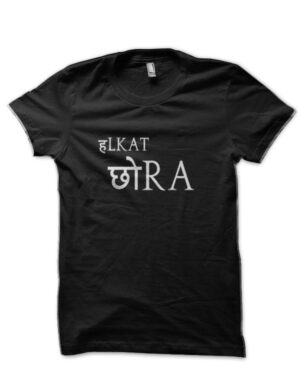 Halkat Chora Hinglish Print black T-Shirt