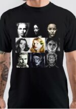 Hollywood Wall Of Fame Actors Portrait Black T-Shirt