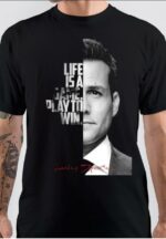 Life Is A Game Play To Win Harvey Specter Black T-Shirt