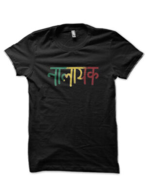 Nalayak Hinglish Print Black T-Shirt