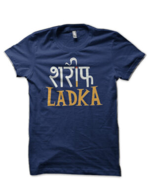 Sharif Ladka Hinglish Print Navy Blue T-Shirt