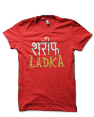 Sharif Ladka Hinglish Print Red T-Shirt