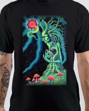 Spiritual Psychedelic Art Tree Black T-Shirt