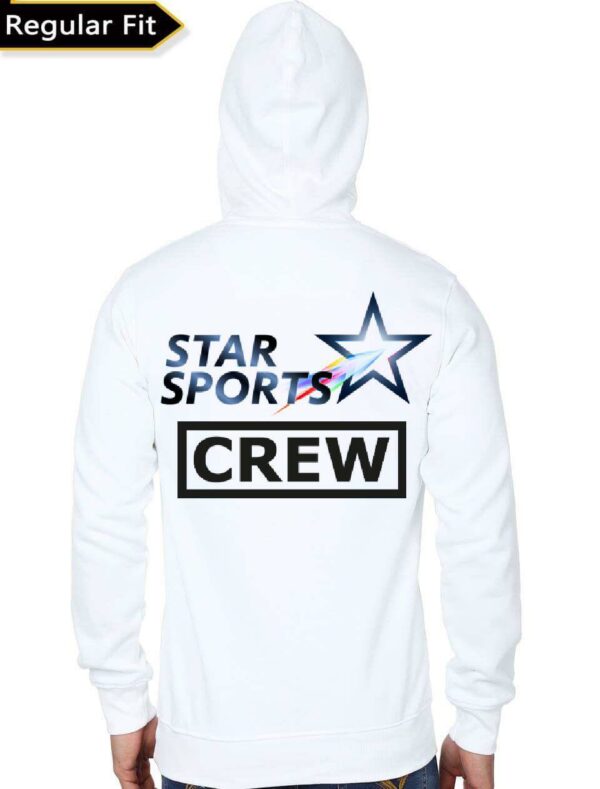 Star Sports Crew White Hoodie back