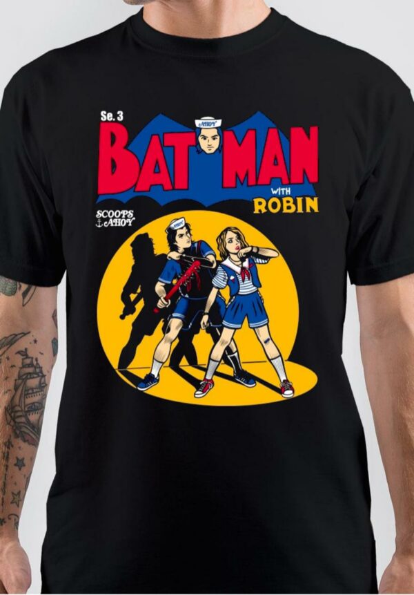 Bat Man With Robin Stranger Things T-Shirt