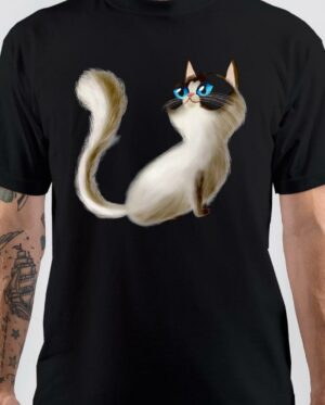 Blue Eye Cat Black T-Shirt