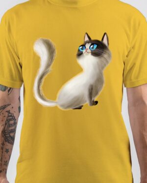 Blue Eye Cat Yellow T-Shirt