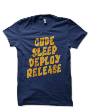 Code Sleep Deploy Release Navy Blue T-Shirt