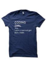 Coding Girl Navy Blue T-Shirt