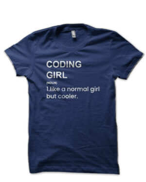 Coding Girl Navy Blue T-Shirt