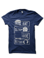 Eat Sleep Code Repeat Navy Blue T-Shirt