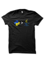 Python Greater Then Java Black T-Shirt