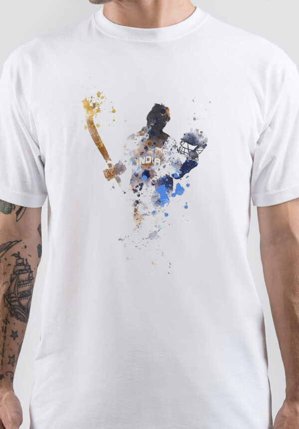 Sachin Tendulkar Watercolor Art T-Shirt