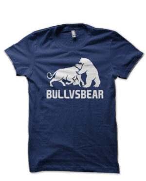 Share Market Bull Vs Bear Navy Blue T-Shirt