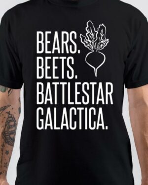 The Office bears beets Battlestar Galactica Black T-Shirt