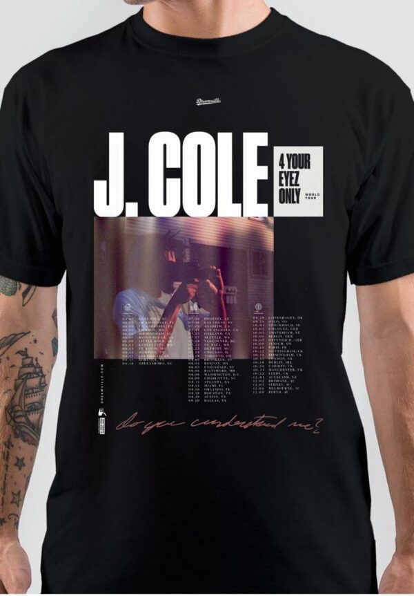 J cole tour poster Black T-Shirt