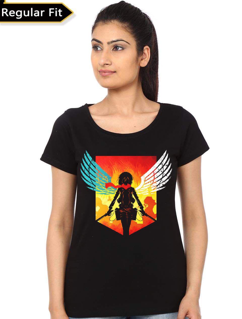Attack on Titans girl's Black T-Shirt - Supreme Shirts